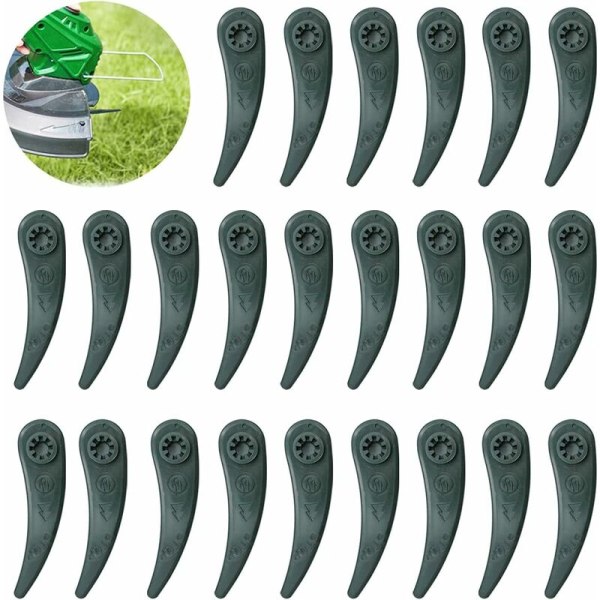 Udskiftning af græstrimmerknive, pakke med 24 Bosch kantklippere til Bosch Durablade Art 23-18 LI Art 26-18 LI Stringtrimmere, Grøn