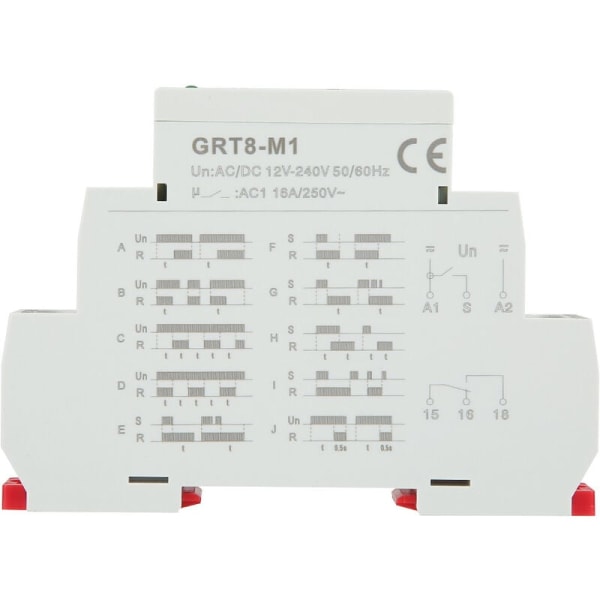 GRT8-M1 Tidsrelä med 10 funktioner 35MM DIN-skena montering AC/DC 12V 240V 50-60Hz