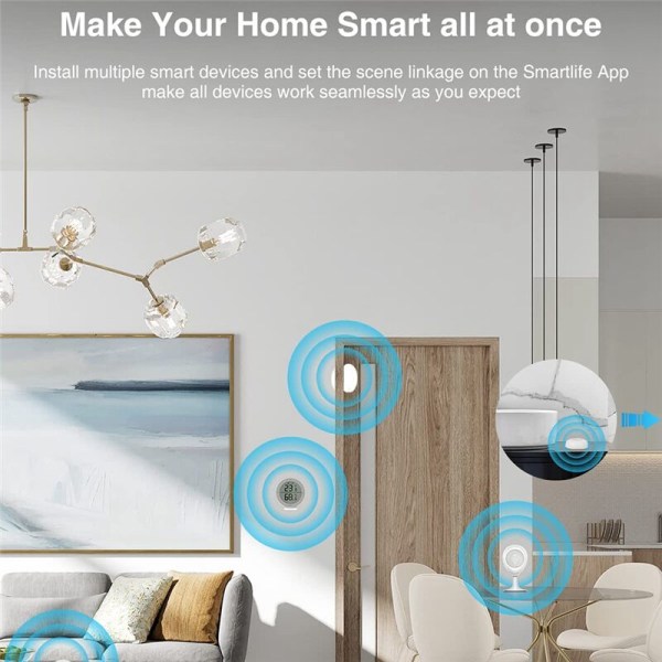 Temperatur- og fuktighetssensor, innendørs termometer med appvarsling for Al-Exa IFTTT