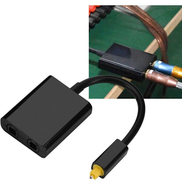 Toslink Digital Optisk Audio Splitter Adapter Lydkabel 1 ind 2 ud Sort