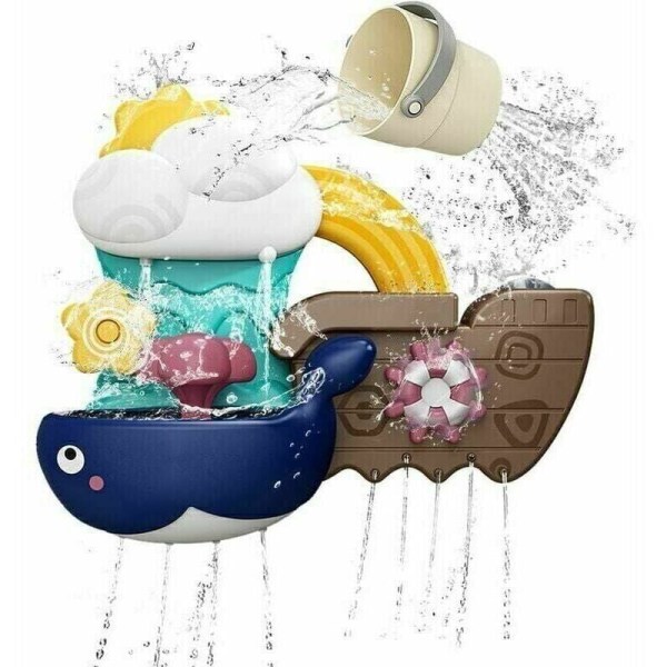 Baby Bath Toy Bath Toy with Cup, Whales and Boat Water Shower Toy for 18 Months+ Kids Boys Girls Gift