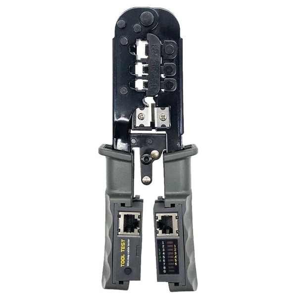 RJ45-krimper, nettverkskabeltester, kuttetang for Cat7 Cat6 Cat5 RJ11 RJ12 RJ45 metallkrimper