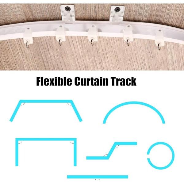 5 Meter Vikbar Takspår Böjd Gardinspår Flexibel Takgardinmontering Böjda Fönster Spår för Gardinspår med Gardinskena System