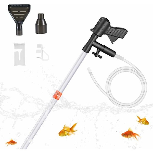 Akvariegrusrenser, 3 i 1 Akvarievandskifter, med lufttryk knap og vandstrømsregulator til vandsugning, sandvask, akvarie