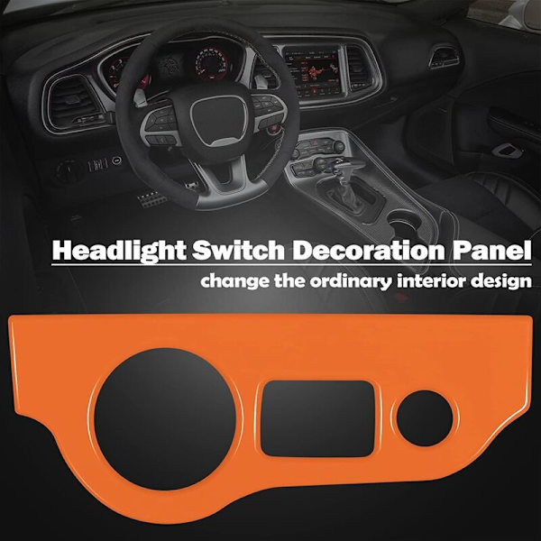 Headlight Switch Trim Panel Sticker ABS Interiør Tilbehør til Charger 2015-2021 (Orange)