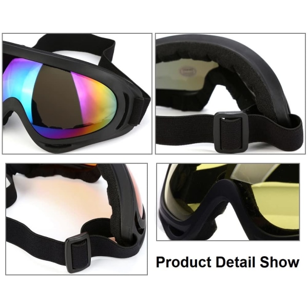 Udendørs skisportsbriller, motorcykelbriller skibriller anti-UV støvtætte sikkerhedsbriller til mænd kvinder og børn 2-pak