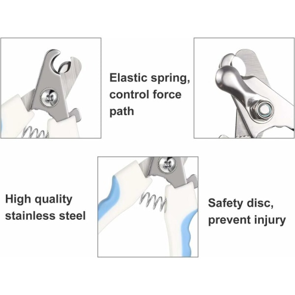 Klosaks for kjæledyr, neglesaks for dyr, klosaks for hunder, neglesaks i rustfritt stål for hunder og katter (hvit og blå) - Fei Y