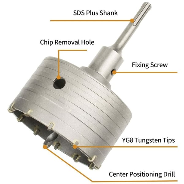 Betonghullsag med SDS Plus-adapter 110 mm, for murstein Betongsementstein (100 mm+110 mm SDS Plus-adapter)