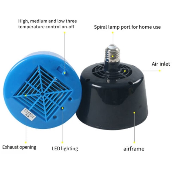 Kjæledyr intelligent konstant temperaturisolasjonslampe varmluftsvarmelampe kjæledyrisolasjonslampe (svart)