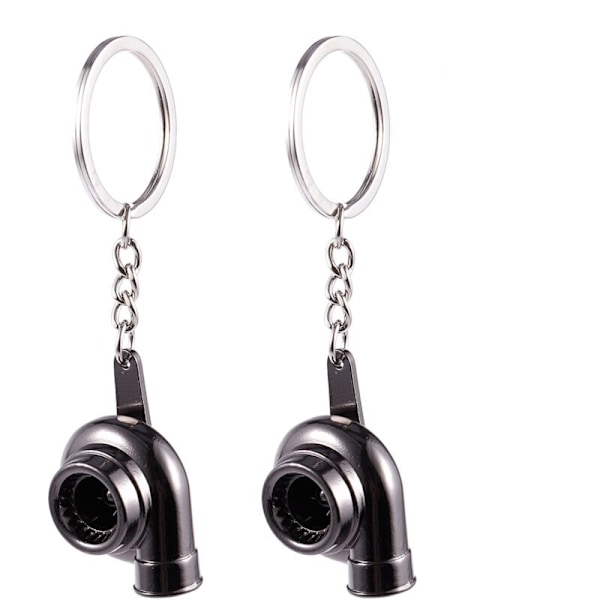 2X Turbolader Turbo Turbine Nøkkelring med Gull Lager Modeller Bildeler Svart