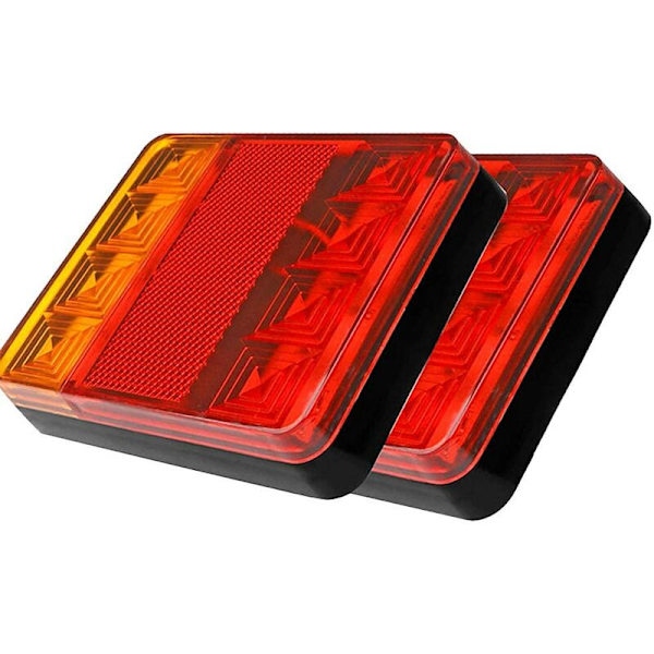 Tilhenger baklykt, 12V 8 LED IP65 Vanntett Multifunksjonell Lastebil Tilhenger Bremslys 2 stk