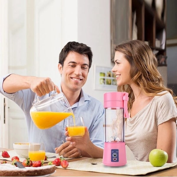 380ML Bärbar USB Laddningsbar Blender Saftkopp Smoothies Mixer Fruktmaskin 6 Blad - Lila
