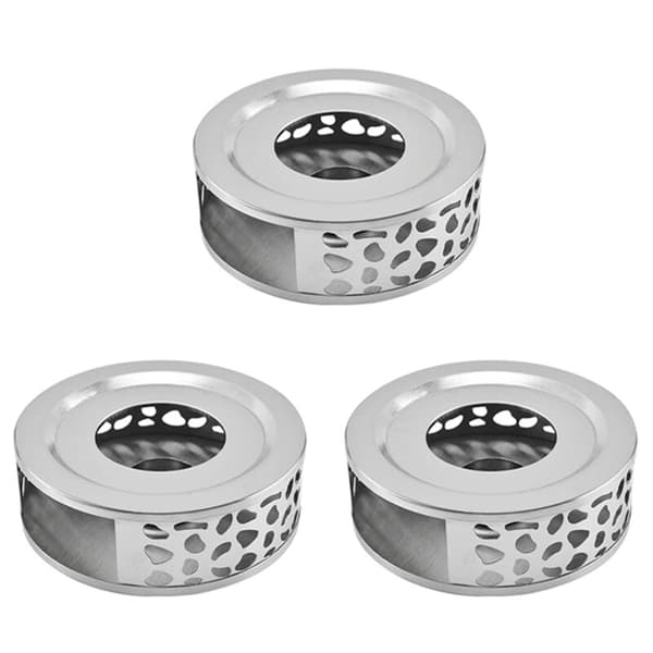 3X Tevarmer i rustfritt stål Kaffevarmer med lysholder Hul Tevarmer Uthulet design Kaffevarmer