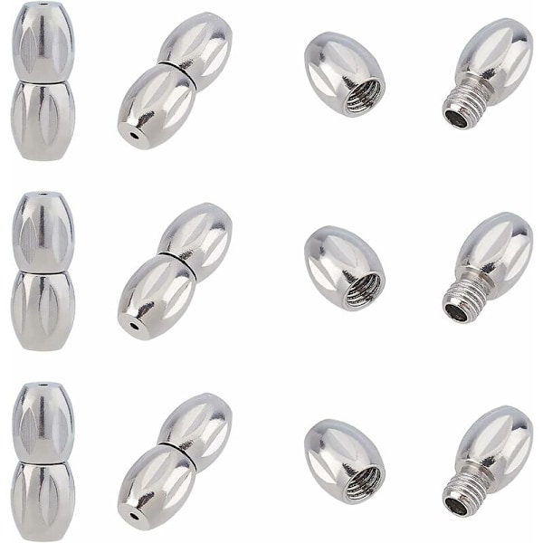 10 Sett Oval Skrue Spenne 304 Rustfritt Stål Skrue Spenne Henger Koblinger Forlenger Spiss for Smykkeproduksjon 12x5mm Hull 1mm