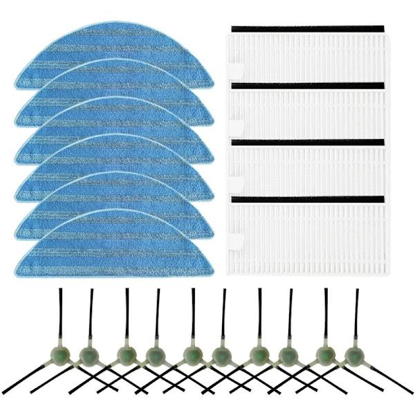 Moppeklut for Lefant M200/M201/M501-A/M571/T700 Robotstøvsuger Hepa-filter Roterende Sidebørste Reservepakker