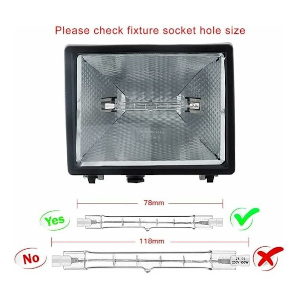 Sæt af 5 R7S Halogen Pærer 78mm 80W 230V, R7S 78mm Halogen Stang, R7S Halogen Pære Dæmpbar Halogen Stangslampe til Bygnings Spotlight, Arbejdslandskabsbelysning