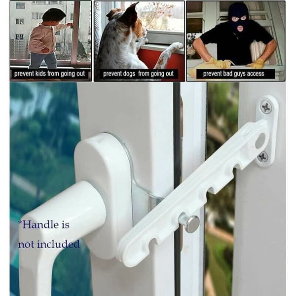 Vindusåpner for utvendig åpning, barnesikring, klemsikring, vindusventilasjonsåpner, hvit