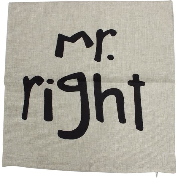 Linen Decor Læn Pudebetræk Pudebetræk (Bogstav: Mr.Right)