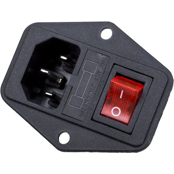 Urosähköliitäntäkytkimen liitäntämoduuli 3-napainen 10A 250V C14 IEC320