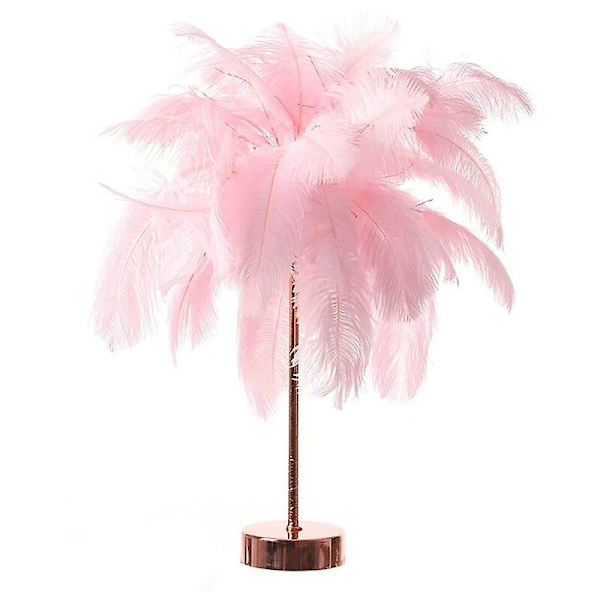Fjäder bordslampa med fjärrkontroll USB roséguld bas för hem Rosa