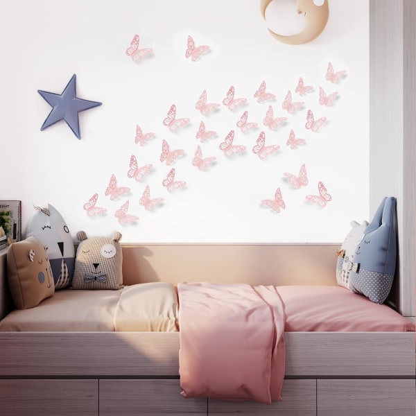 3D Butterfly Seinäkoristeet, 72 Kpl Irrotettavat Tarrat Seinäkoristeet Huoneen seinämaalaus juhlakakkujen koristeluun Metallinen Jääkaappi Tarra Lasten Makuuhuoneen lastenhuoneluokka