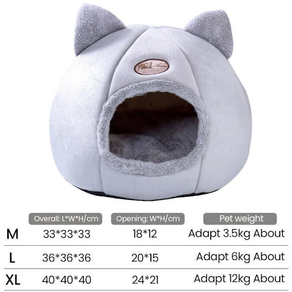Katthög Kattbädd Tält för Små Hundar Super Mjuk Varm Korg Vinter Katthus M 33 x 33 x 33 CM