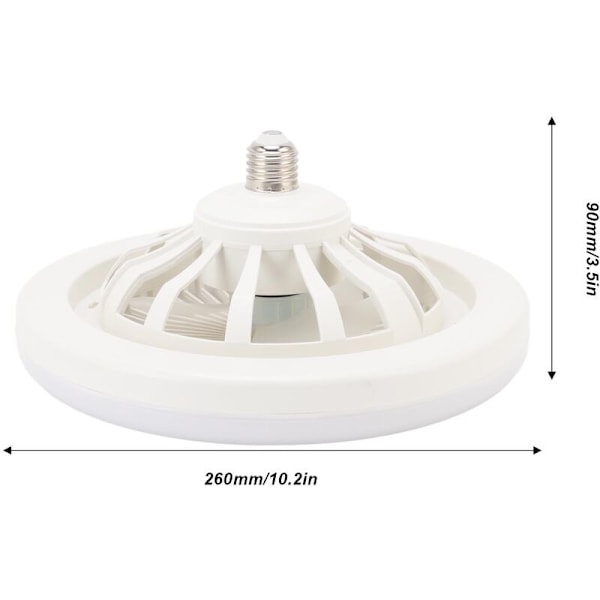 Takvifter med gummiskinn og fjernkontroll, 36W takvifte 9,8 tommer liten stille E27 LED viftelampe for soverom