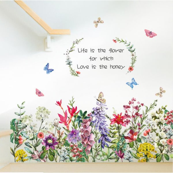 Blommor Väggdekor Avtagbar Peel and Stick Väggdekor för Flickor Sovrum Vardagsrum