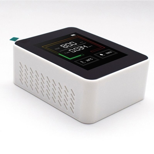 Luftkvalitetstester CO2 TVOC Meter Temperatur Fugtighedsmåler Enhed Dioxid Monitor Gasdetektor Sensor Sort
