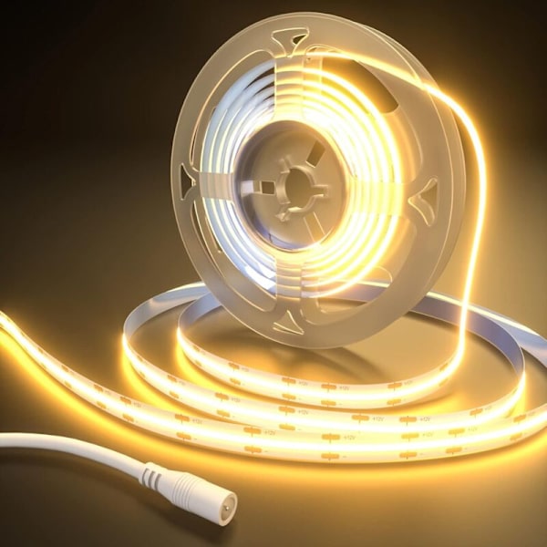 COB LED lysstribe, varm hvid LED lysstribe 12V, 5M - RWLighting og Belysning›Indendørs belysning›Særlig belysning›LED strimler