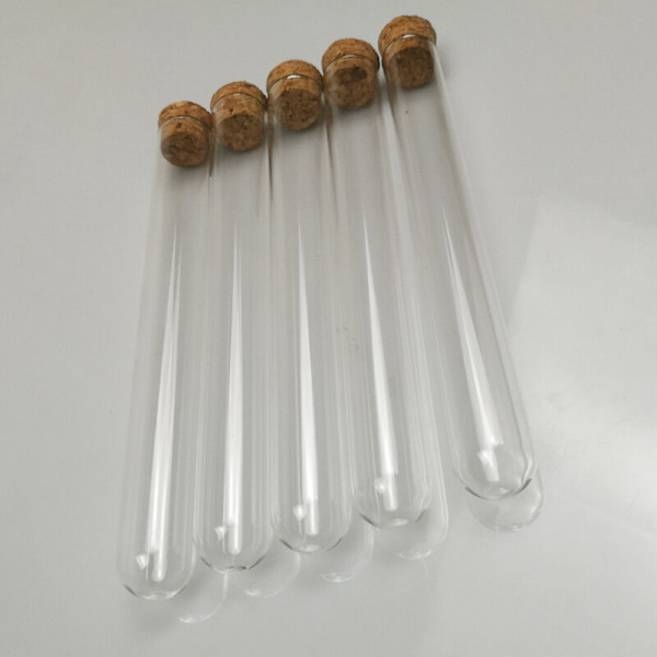 50 st 20 x 150 mm 30 ml plastprovrör med kork, genomskinligt rör bröllopsgåva presentförpackning rör