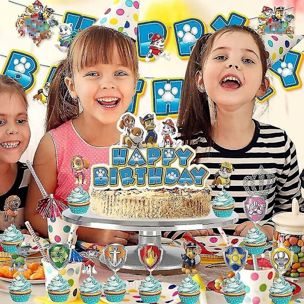 Paw Patrol Ballonger, Födelsedag Dekoration Hundar Paw Patrol Födelsedag Dekoration Set Grattis På Födelsedagen Dekoration Ballonger Banderoller För Födelsedagsfest Dekoration