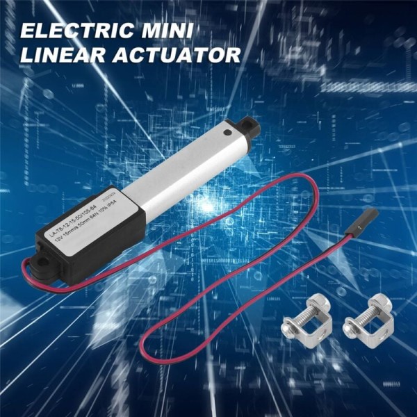 Mini elektrisk lineær aktuator - 2 tommers slag, 64N/14,4 pund, hastighet 0,6 tommer/s Mini vanntett bevegelsesaktuator 12V DC