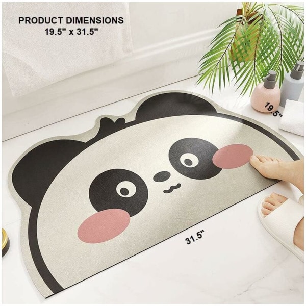 Panda baderom kjøkken dusj gulvmatte - superabsorberende og sklisikker