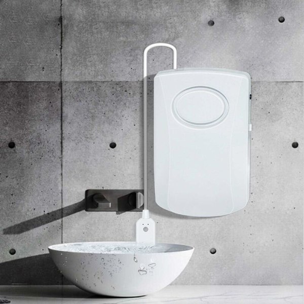 130dB Vattenläckagealarm, 95CM lång kabel med sensor, Hem Säkerhet Vattenläckage Detekteringslarm, Batteri ingår
