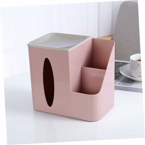Multifunktionel Tissue Box Firkant Tissue Box Dekorativ Papir Håndklædeholder Pen Blyantbeholder Bilboksdæksel Papir Håndklæde Etui-Pink