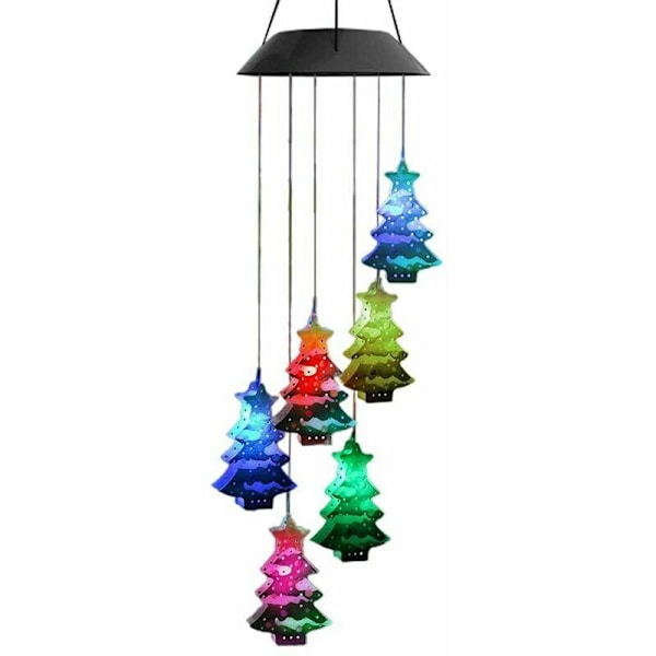 Julebelysning Solvindspill Vanntett LED Fargeskiftende Vindspill for Hage Terrasse Hjem Solrik