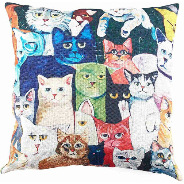 Pellava koristetyynynpäällinen tyynyt 45 X 45 cm Kissa malli