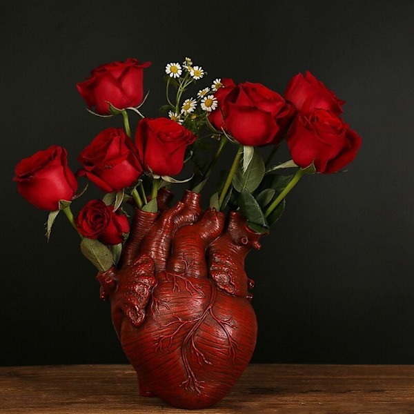 Nordisk stil resin anatomisk hjerte vase skrivebord plantepotte for hjemmedekor-B