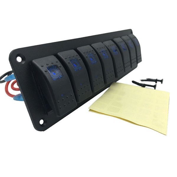 Marine 8 Vanntett Båt Bryterpanel En Veksle 2 LED-Striper
