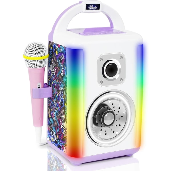 Karaokemaskine til børn med 2 mikrofoner, afspilningsmikrofon til børn 3-5 år, Småbørnsmikrofon sanglegetøj, god fødselsdagsgave til dreng