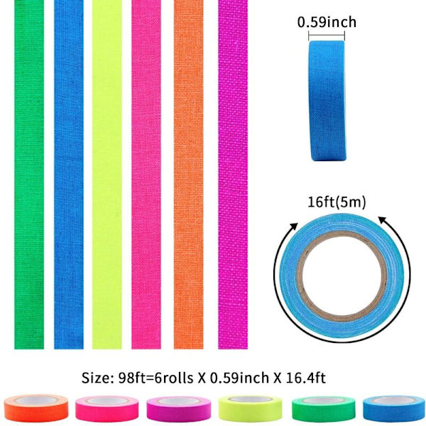 UV-fluoresoiva neoniteippi - Fluoresoiva gaffer-teippi rullassa Halloweeniin - Fluoresoiva gaffer-teippi koristeluun (6)