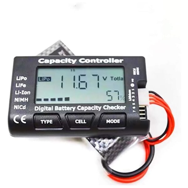 Digital Batterikapacitetstester, Batterikapacitetsspændingstjekker Tester med LCD-skærm, til LiPo Lithium NiMH Li-ION