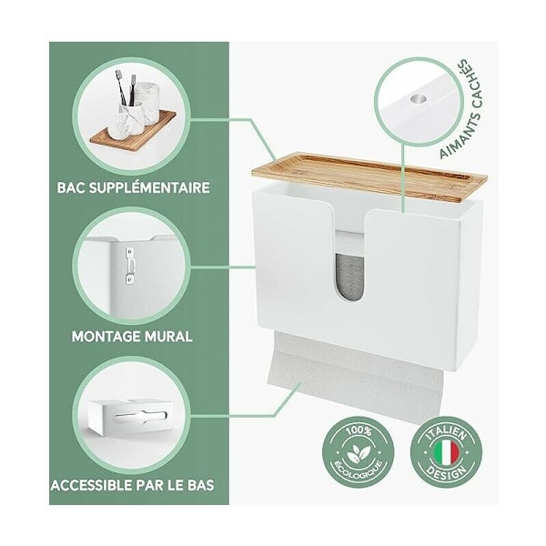 Veggmontert Håndkle Dispenser Kjøkken og Bad Papir Dispenser Veggmontert Papirhåndkle Dispenser Bordserviettholdere Ark for Ark, Foldet