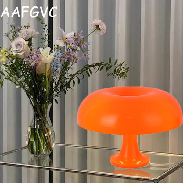Svampebordlampe Polycarbonat Bordlampe, 4 Gratis LED-lyskilder, Orange, AAFGVC