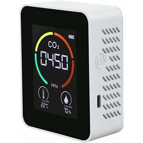 3 i 1 CO2-detektor - CO2-luftmonitor - Karbondioksiddetektor - Luftkvalitet - Temperatur og fuktighet - for hjem, kontor, drivhus, lager -
