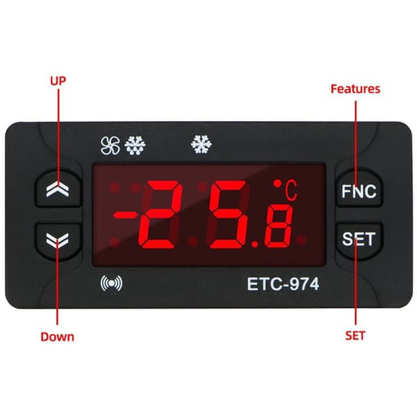 ETC-974 Digital temperaturregulator Mikroprocessor Termostater Kylning Larmsystem Termostat 220V NTC Sensor