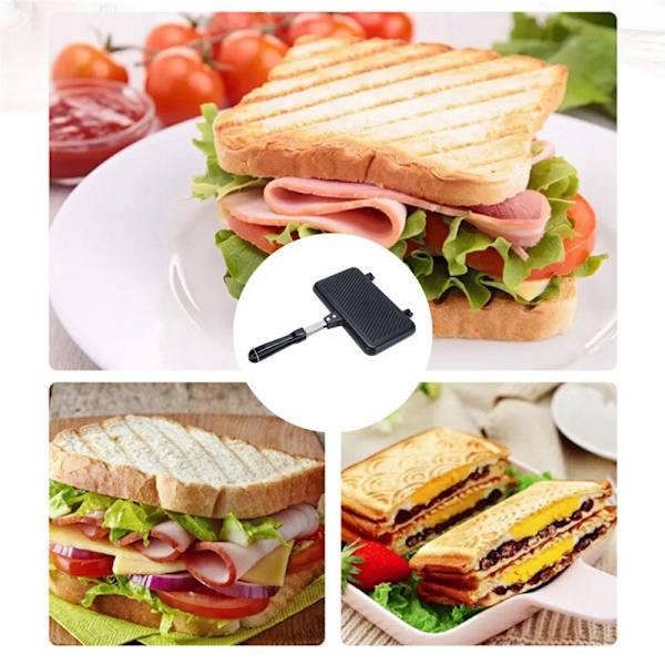 Sandwich Maker Non-Stick Gas Brød Toast Morgenmad Pandekage Bagning BBQ Ovn Form Grill Stegepande