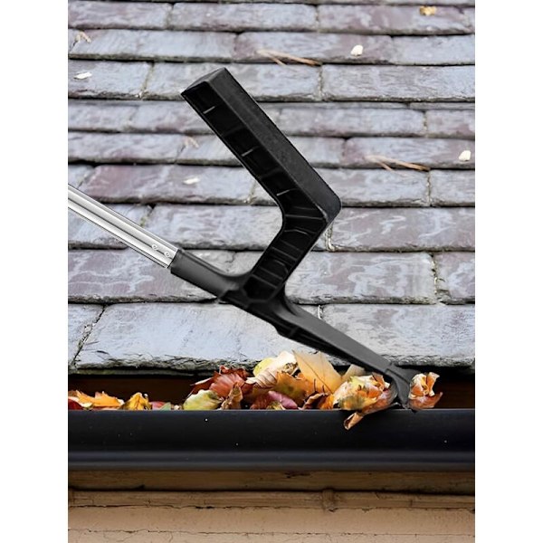 Rännien puhdistustyökalu, katon rännien puhdistustyökalu 148 cm:n liitäntätangolla, puhdistustyökalu ränneille ja katoille, kannettava rännien puhdistus lehdille