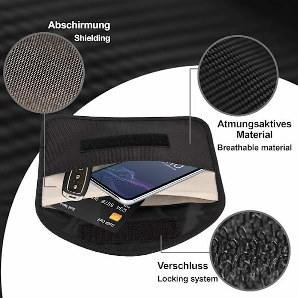 Strålingsbeskyttelsespose Mobiltelefon Smartphone Ingen Signal Radio Stoppende Pose Sort-